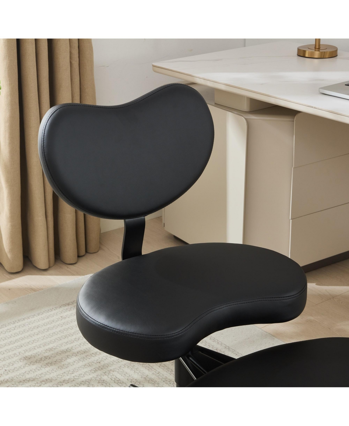 Streamdale Furniture Meditation Chair Plus - Cross Legged, Wheeled, Lumbar Support, Black Pu