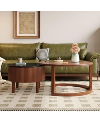 Streamdale Vintage Round Nesting Coffee Table Black & Walnut 31.5"