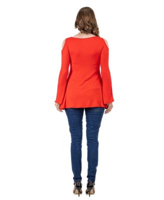 Women's Criss-cross Cold Shoulder Long Sleeve Top