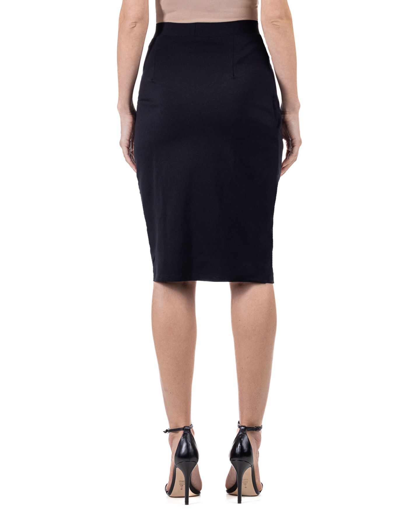 Женская юбка 24seven Comfort Apparel Elastic Waist Knee Length Tulip Pencil, цвет: Чёрный — фото 3