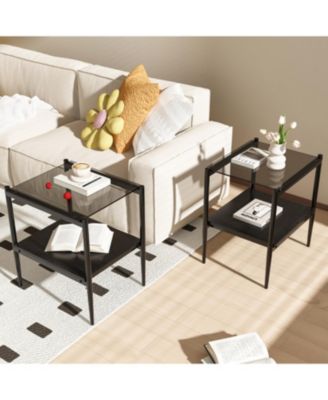 Gray Glass Coffee & End Table Set - Modern Living Room Tables