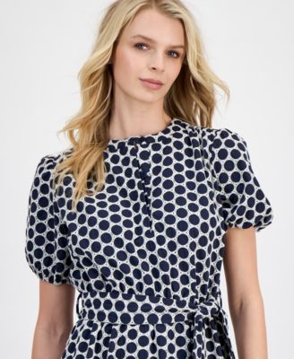 Women's Embroidered Tie-Waist Midi Dress