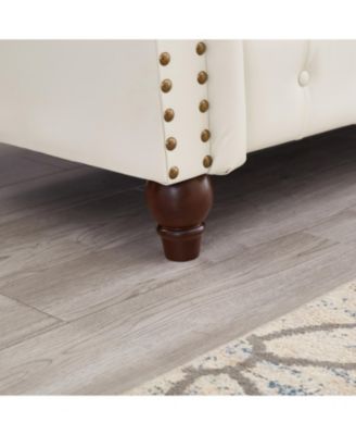  Ivory Chesterfield Sofa Tufted Faux Leather with Storage