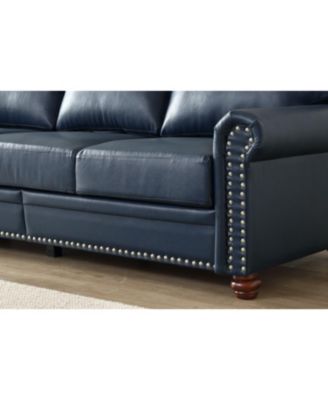 Living Room Sofa with Storage Sofa 2+3 Sectional Navy Blue Faux Leather