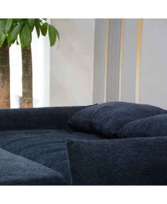 58" Navy Fabric Futon Sofa Bed - Adjustable Backrest