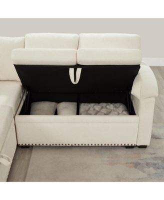97" L-Shaped Chenille Sectional Sofa with Ottoman