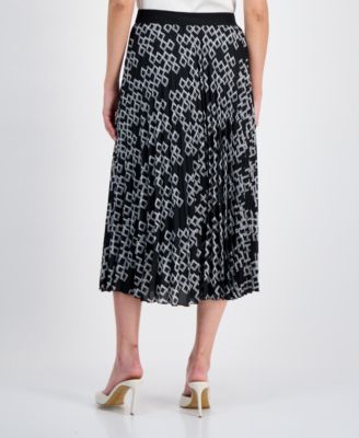 Women's Printed Pleated Midi Skirt