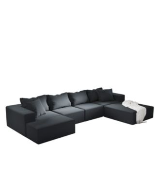  Modern Upholstered Sectional Sofa Couch Set, 132" L-Shaped