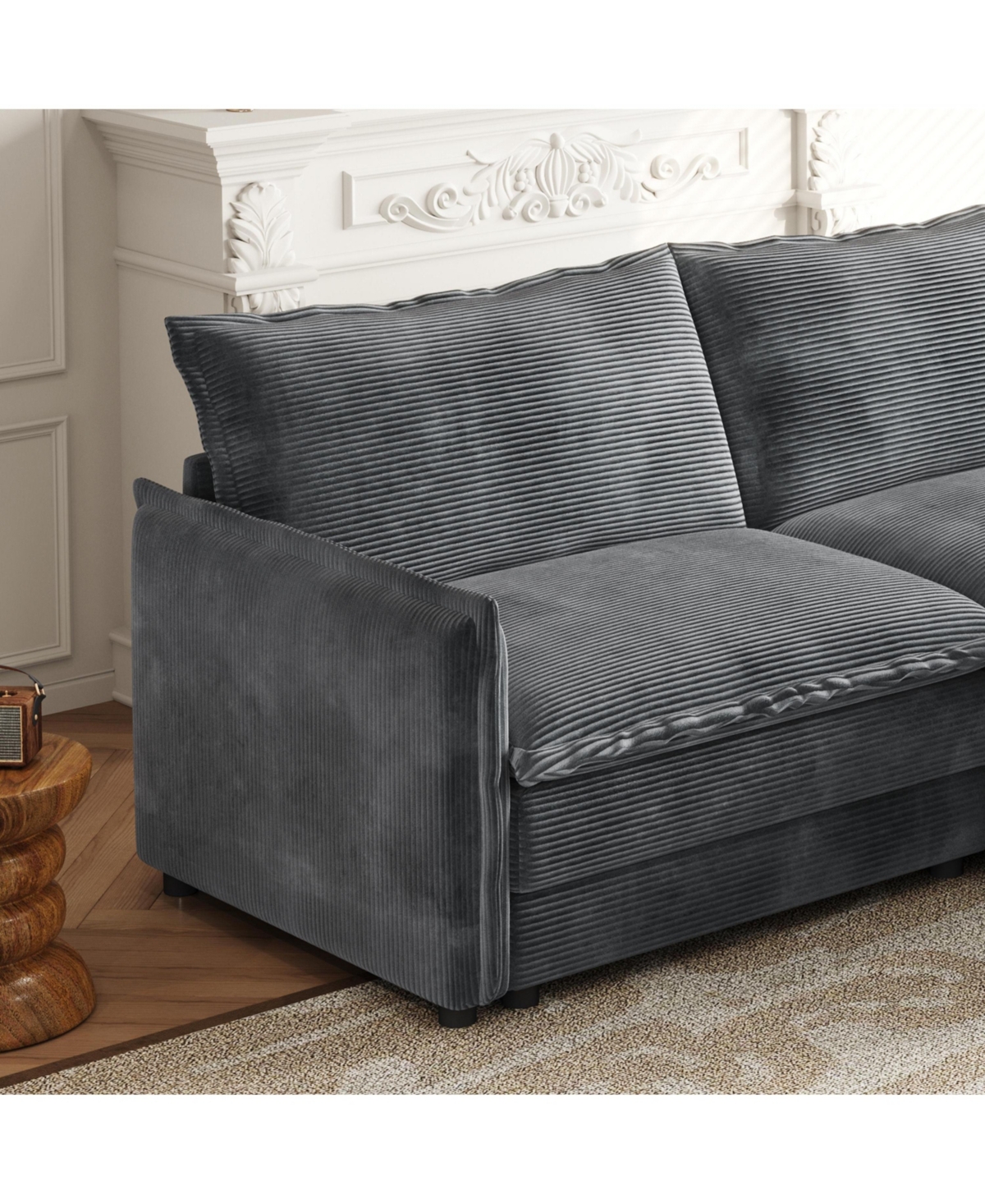 Streamdale Furniture Corduroy Loveseat Sofa with Pillows