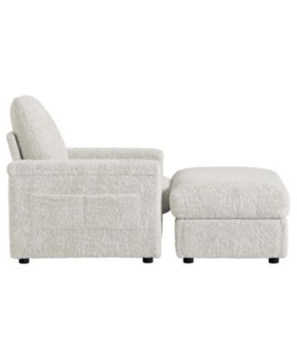  42" Oversized Faux Fur Chaise Lounge with Storage and Cup Holders