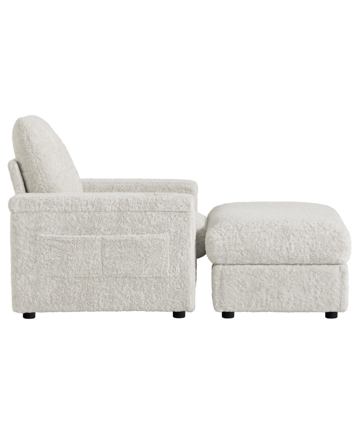 Streamdale Furniture 42" Oversized Faux Fur Chaise Lounge with Storage and Cup Holders