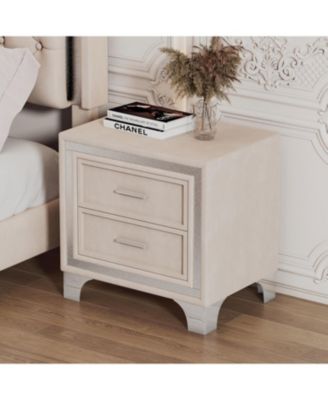 Mid-Century Velvet Nightstand, Pink