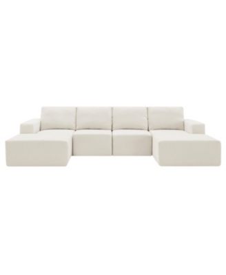 Modular U-Shaped Chenille Sectional Sofa with Ottomans