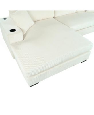 Large Sectional Sofa Thick Cushions Cup Holders & Charging