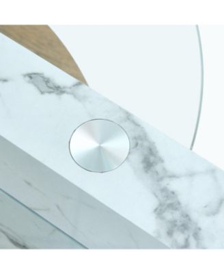 Contemporary White Marble & Wood Coffee Table