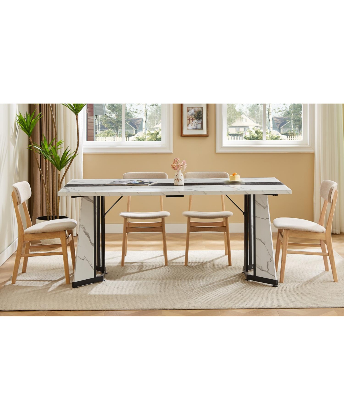 Streamdale Furniture 70.9" Marble Grain Dining Table - Seats 8