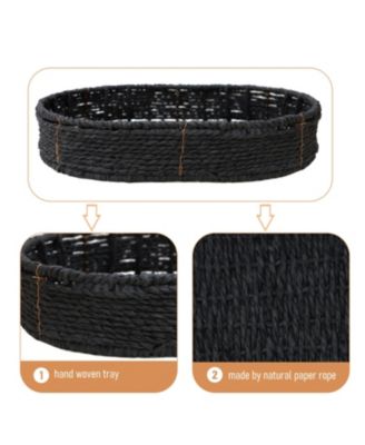 Handwoven 3-Tier Oval Side Table