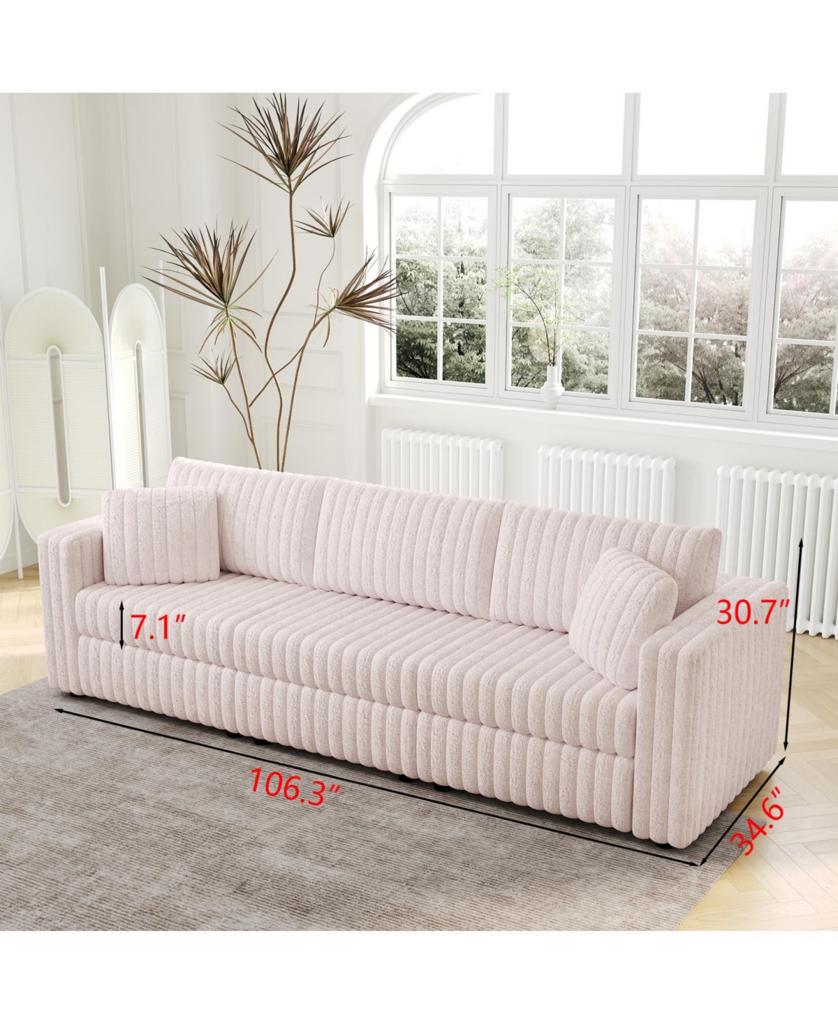 Streamdale Furniture 106" Light Pink Modular Sofa - Modern Plush & Comfortable