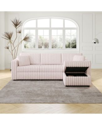 106" 2-Piece Fabric Upholstered Sofa & Ottoman Set