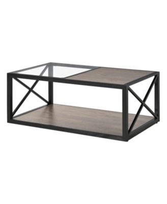 Industrial Glass & Wood Coffee Table