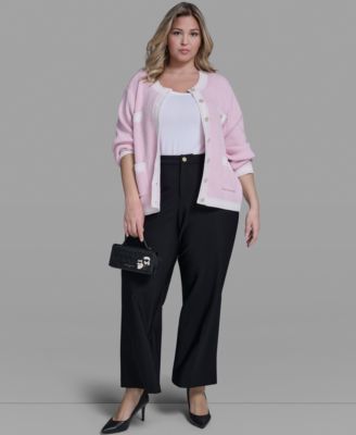 Women's Marled Crew Neck Cardigan Sweater