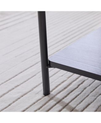 Upholstered Ottoman Coffee Table with Storage Shelf - Charcoal