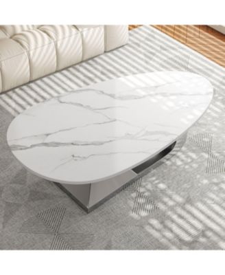 Sintered Stone Coffee Table with Stainless Steel Base