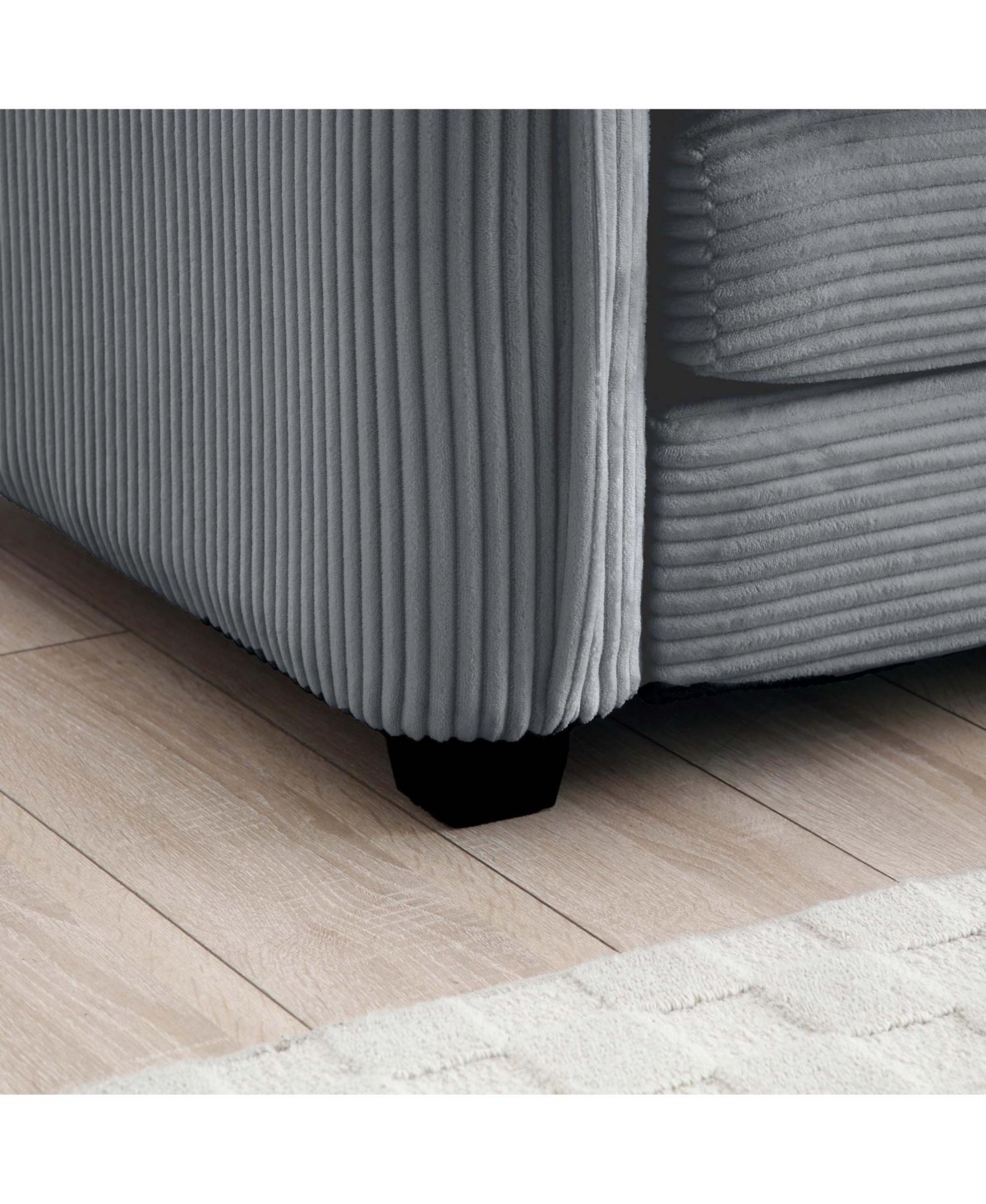 Streamdale Furniture Grey Corduroy 2-Seater Sofa with Ottoman