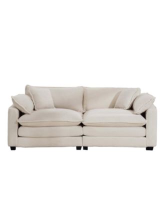  Corduroy 2-Seater Sofa with Pillows