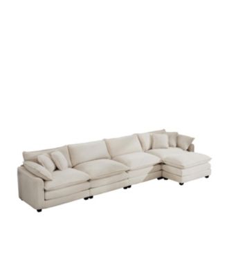 Corduroy Sectional Sofa with Ottoman