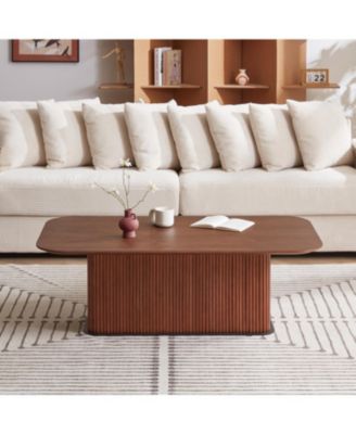 Coffee Table Walnut Wood Surface and Black Metel Feet