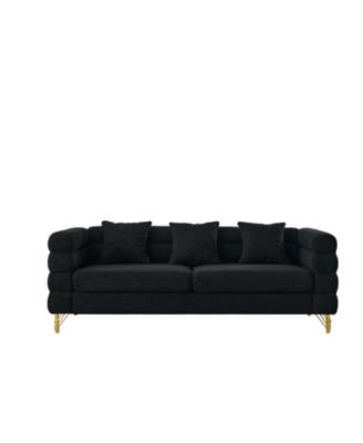81" Oversized 3-Seater Black Teddy Sectional Sofa