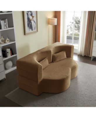 Convertible Corduroy Floor Sofa Bed with Pillows