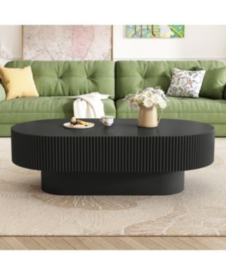 Elegant Oval Coffee Table, Modern Cream Drum End Table