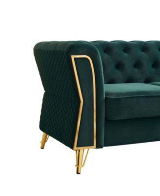 Modern Tufted Velvet Sofa 87.4 inch for Living Room