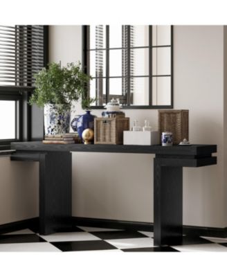 66" Wide Wood Console Table - Sofa/Entryway - Black