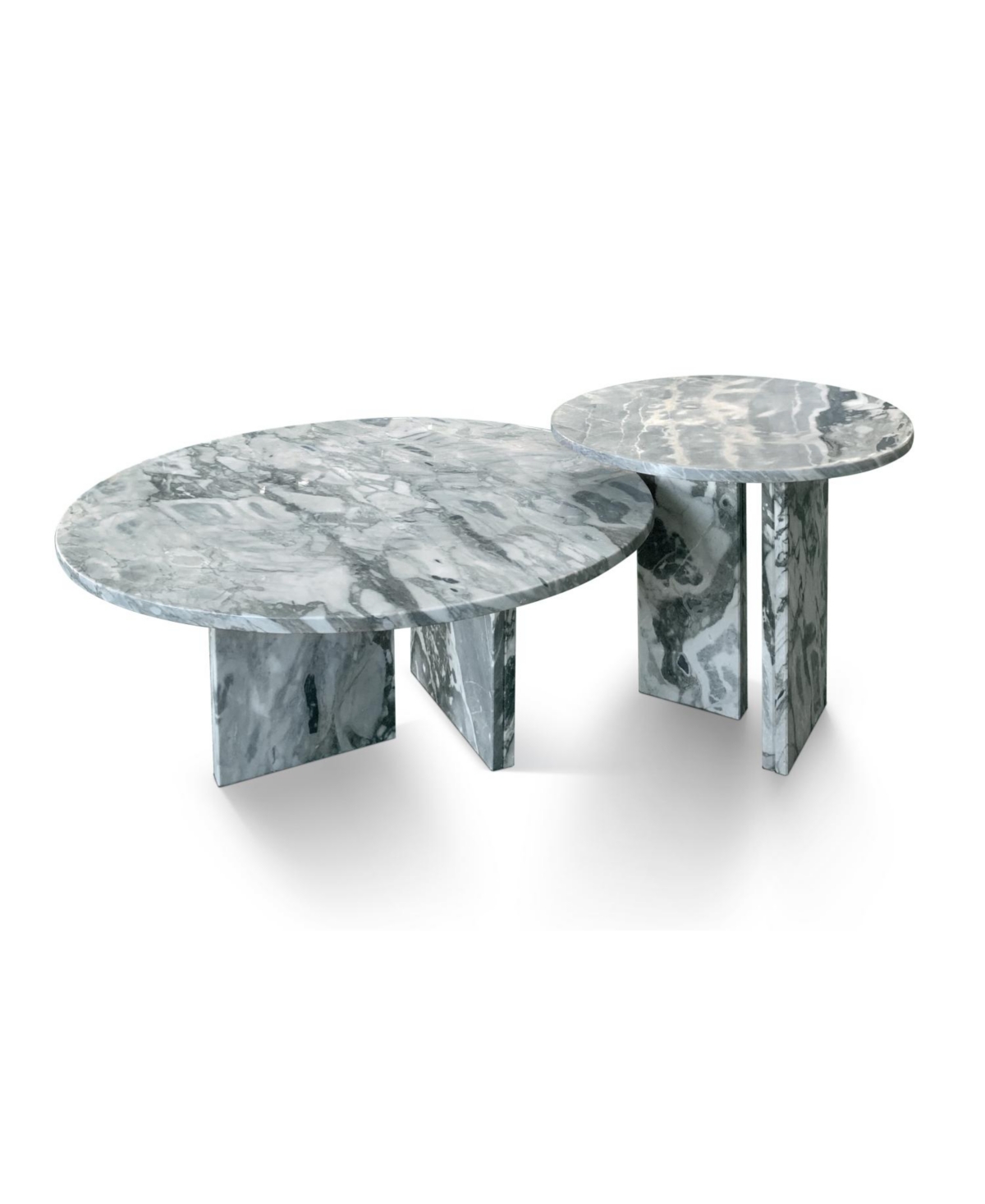 Streamdale Furniture Streamdale Blue Gray Marble Coffee Table Set