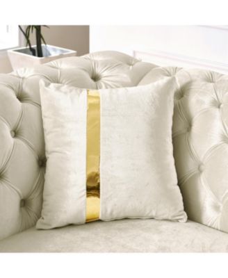 L-Shaped Chesterfield Sectional Sofa, Velvet, Gold Accents, Beige