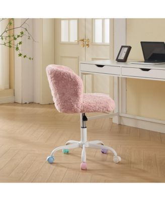  Pink Faux Rabbit Fur Office Chair
