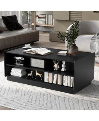 Modern Rectangle Coffee Table with Drawers & Shelves