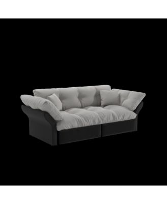 Queen Pull Out Sofa Bed, 3-in-1 Convertible Sleeper, Velvet Loveseat - Grey