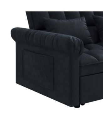 Streamdale Loveseats Sofa Bed with Pull-out Bed, Adjsutable Back-Black