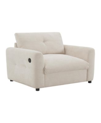 Tufted Chenille Armchair with Charger & Wide Seat