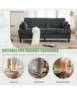  Modern Chenille 2-Seater Sofa w/ LED, USB & Storage