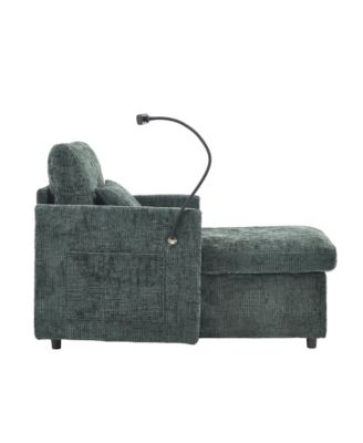Multifunctional Chenille Recliner Sofa with Storage & Phone Bracket