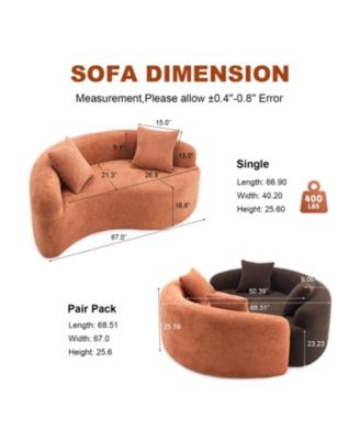 Yin Yang Chenille Sofa Set - Compact, No Assembly, Pillows Included