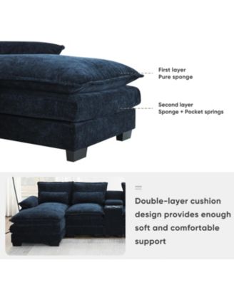 Modern U-Shaped Sectional Sofa with Console, USB, Chenille Cloud Couch