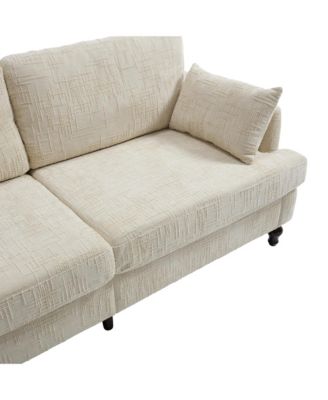 Modern Chenille 2-Seater Sofa w/ LED, USB & Storage