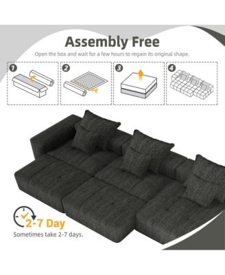 Streamdale Modern Oversized Chenille Sectional Sofa with 6 Pillows