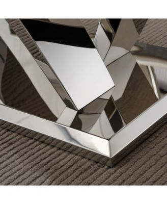 Streamdale 70" Faux Marble Dining Table, Mirrored Base